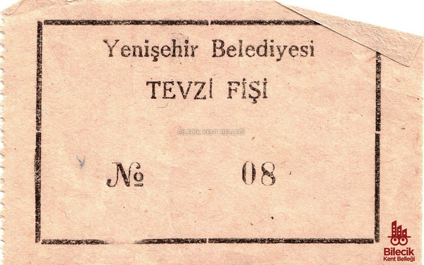 Yenişehir Belediyesi Tevzi Fişi