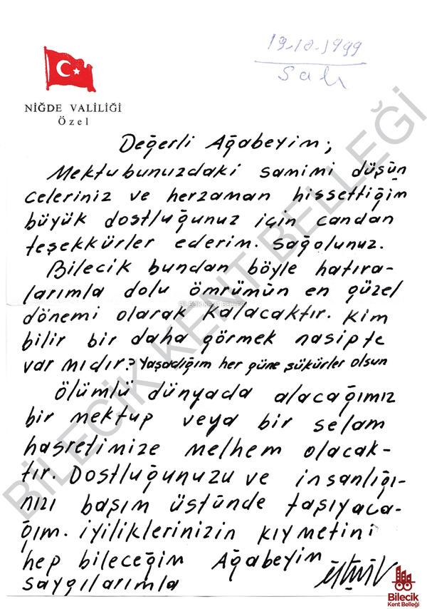 Refik Aslan Öztürk'ten Mektup 