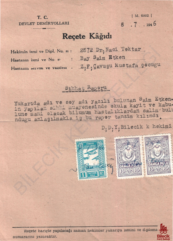 Devlet Demir Yolları Bilecik Hekimi 