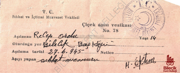 Çiçek Aşısı Vesikası