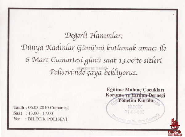 Dünya Kadınlar Günü Çayı Davetiyesi